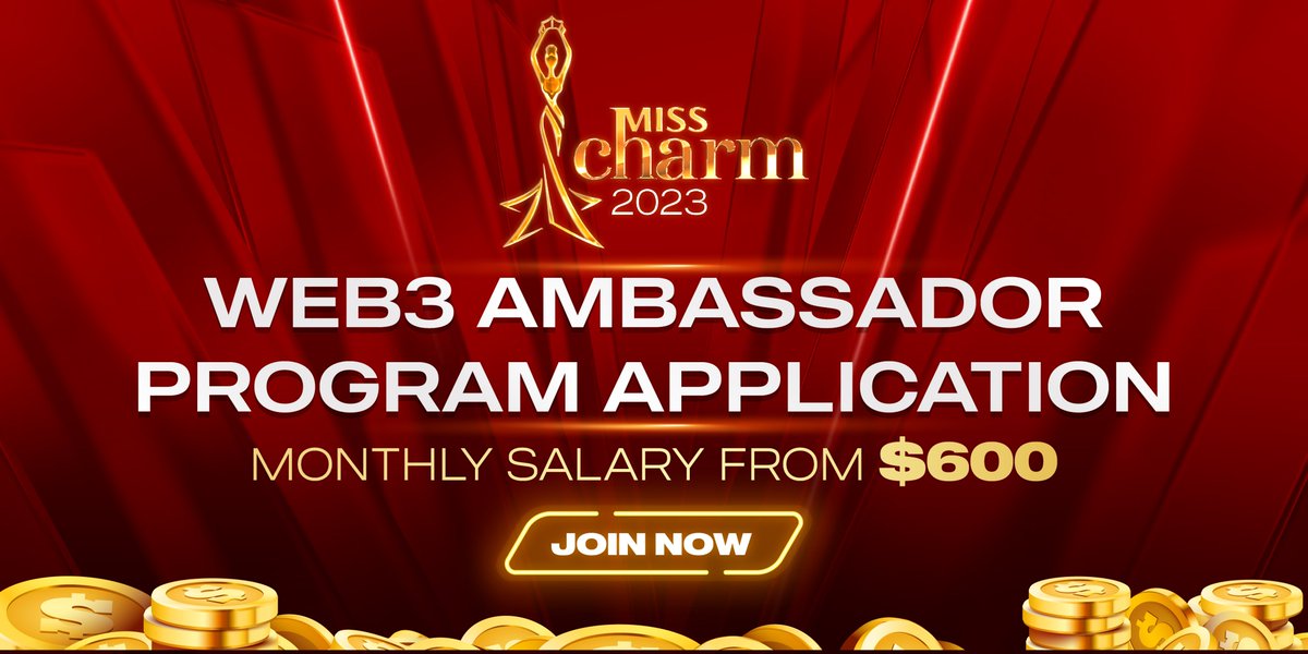 xelebofficial's tweet photo. Ambassadors Application - From $600/month

#MissCharm is the world's first international #beauty pageant that applies 8 applications of #blockchain. We're looking for 40 local #ambassador positions.

Pay salary monthly - Start from $600!🪙

👉 Apply now: https://t.co/K2ME5weQtd https://t.co/CdMp7qQApK