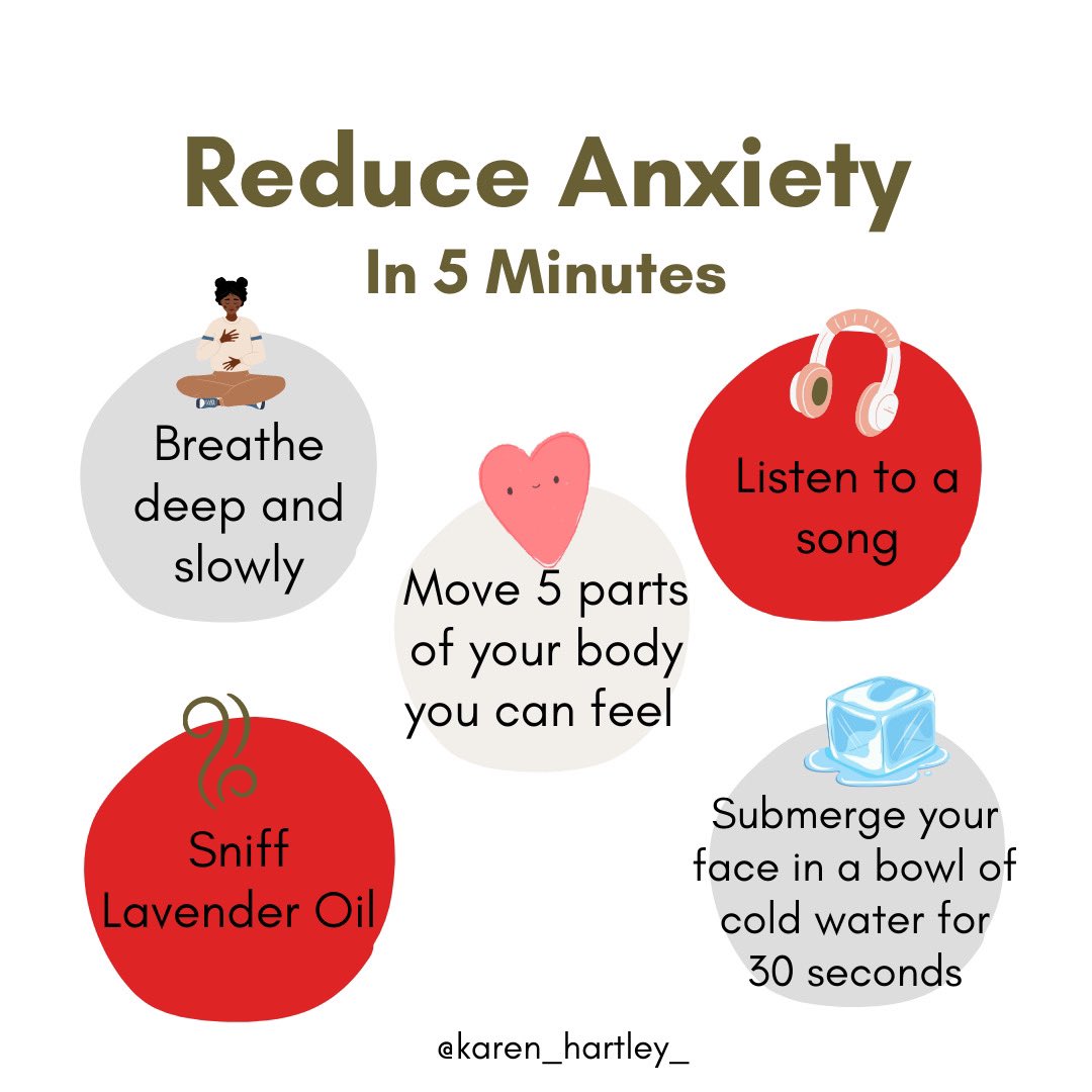 Therapy_Heals's tweet photo. Something sets you off, and before long, you feel stuck in an endless loop of intrusive thoughts, thinking every possible thing that could go wrong. Your body tenses and your breathing quickens.

SAVE for when you need some quick calming tips 💞 https://t.co/9mEtocbmya