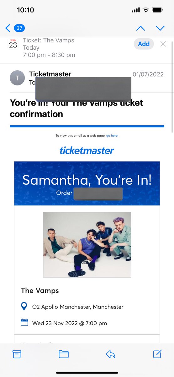 hey i’m selling 2 tickets to the vamps tonight £35 but open to other offers please dm me