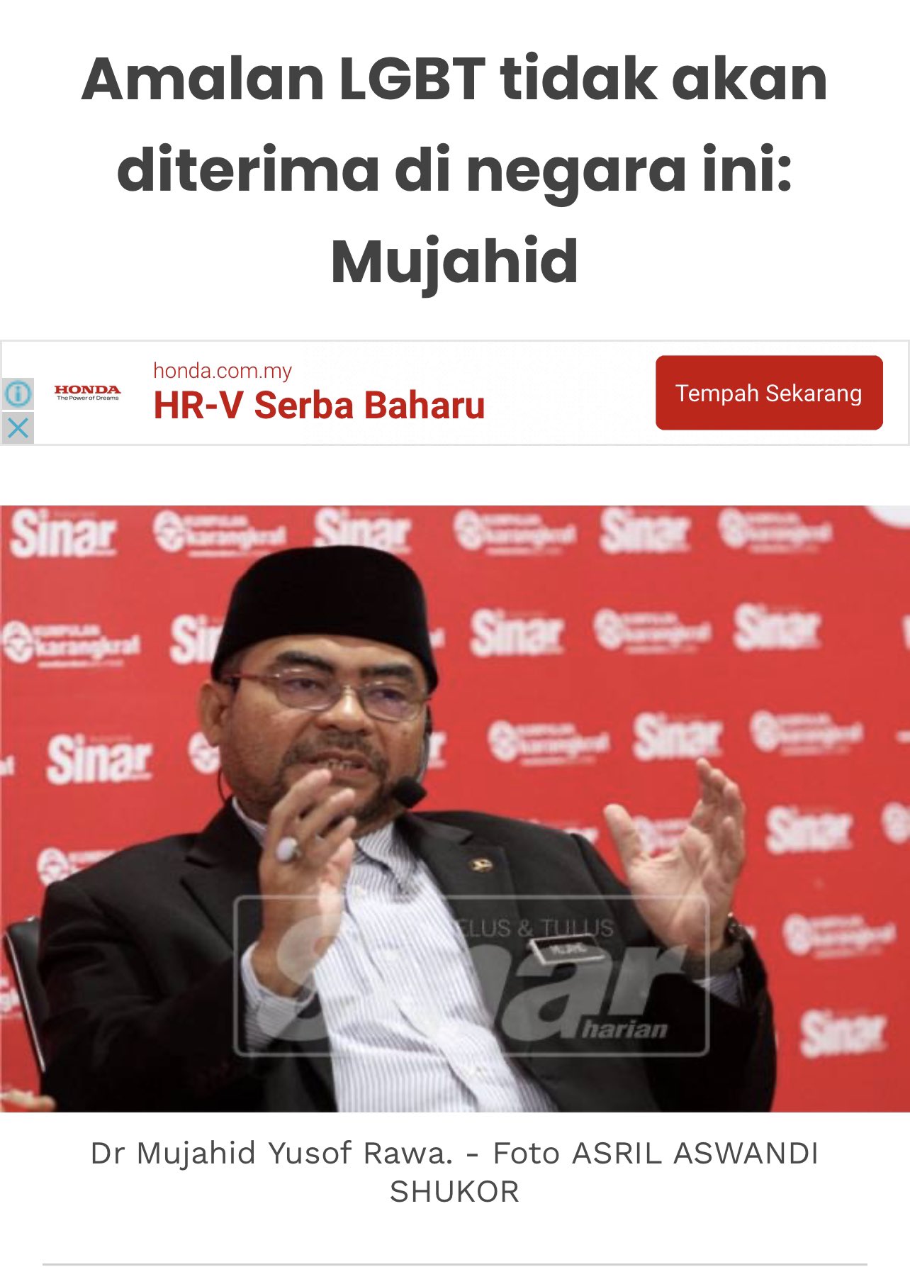 KroniRakyat on Twitter: "Mujahid tak terima amalan LGBT. Sedangkan