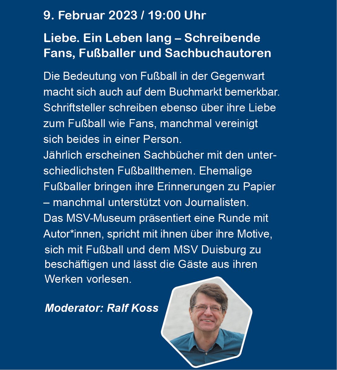 MSVDuisburg's tweet photo. Euer #MSV kommt ins Museum! Und zwar vom 25. November 2022 bis zum 2. April 2023 – mit einer großen und faszinierenden Ausstellung im #LVR-Niederrheinmuseum in #Wesel!
🗞️👉 https://t.co/2fyBDnGhpv
🖥️👉 https://t.co/Q4aEq5stKu
#120JahreMSV https://t.co/RXxnfJ57fF