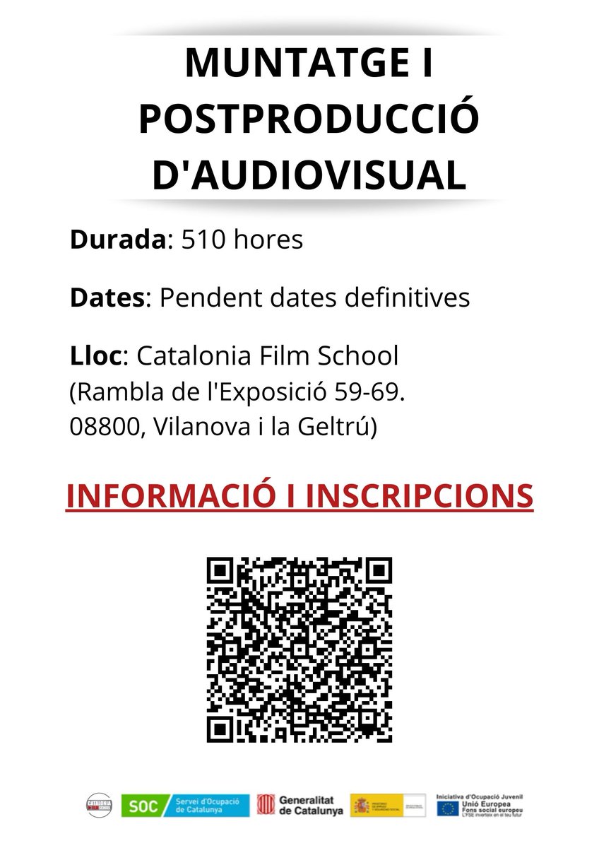 CatfasSchool's tweet photo. 📡📡📡
Ep!!! Connecta l'antena perquè ja estan obertes les places d'inscripció als dos cursos de Certificat de Professionalitat 100% subvencionats!

Entra al codi QR que veuràs a les dues imatges, o bé al portal web de l'escola, i no et quedis sense la teva plaça! https://t.co/eIf36Uyqe6