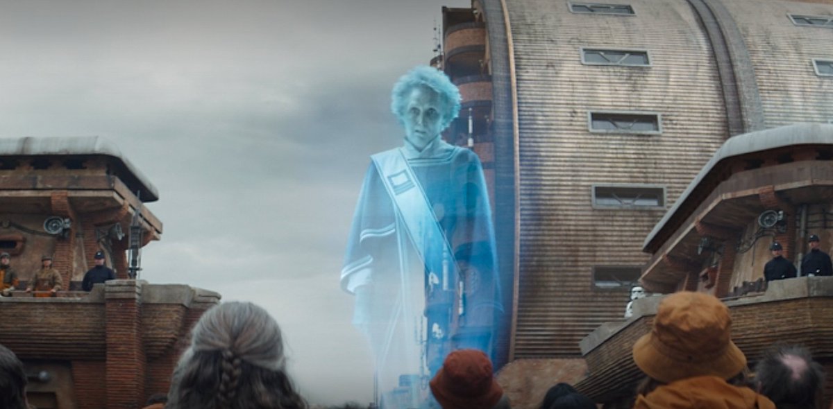 EammonJacobs's tweet photo. The #Andor finale... Maarva's speech, take a bloody bow, Fiona Shaw. 

Again, this show cuts right to the heart of what Star Wars really is underneath all the space wizards &amp; flashy effects. It's hope, it's rebellion, it's standing up for what's right. Christ, I've got chills. https://t.co/JykOfSA2Kc