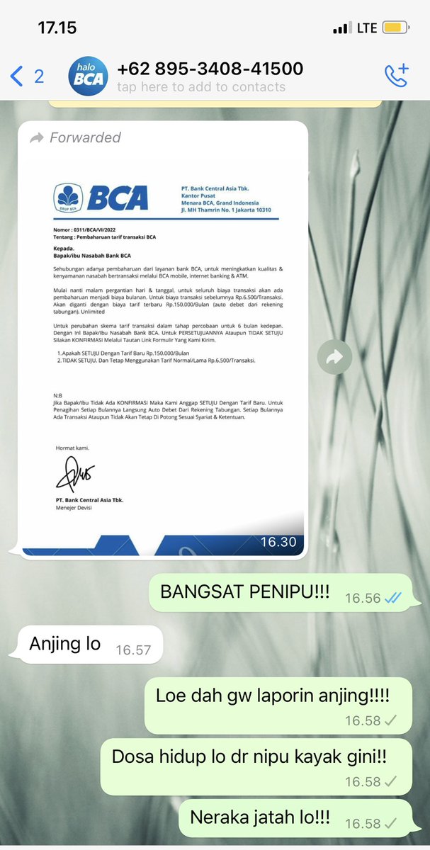 Bisa di lacak dan ditangkap dong ya pak <a href="/CCICPolri/">Direktorat Tindak Pidana Siber Bareskrim Polri</a> <a href="/yanmas_reskrim/">yanmas_bareskrim</a> modus penipuan ini lewat nomer tlp nya pak polisi cc: <a href="/BankBCA/">Bank BCA</a>