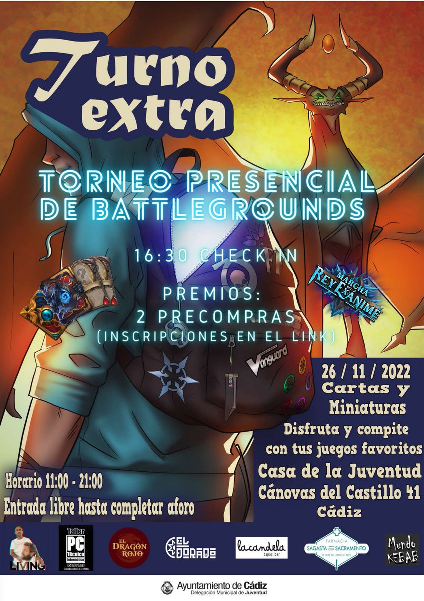 ¡Tenemos torneo presencial de Battlegrounds! 

Contamos con la colaboración de <a href="/del_loto/">PactoDeLoto</a> y <a href="/BlizzardCSEU_ES/">Blizzard CS EU ES</a> 

Información e inscripción en el enlace
forms.gle/5YtViSNxfaeW6B…