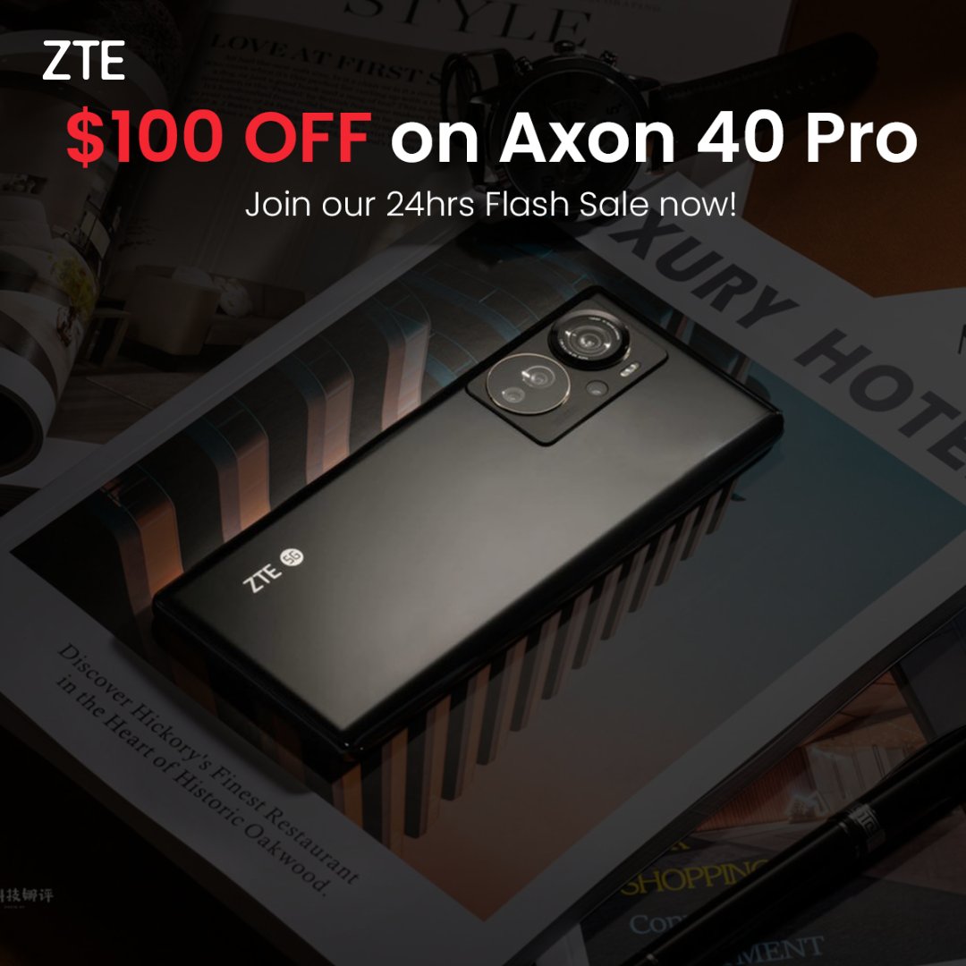 ZTEDevice's tweet photo. This is our last #FlashSale ⚡
Get $/€/£ 100 OFF on Axon 40 Pro!
Click here, to get the discount now 👈 https://t.co/qeaIcwjQAK
#ZTE #Axon40Pro
#BlackFriday
#BlackFriday2022 https://t.co/vXZEQxMoOc