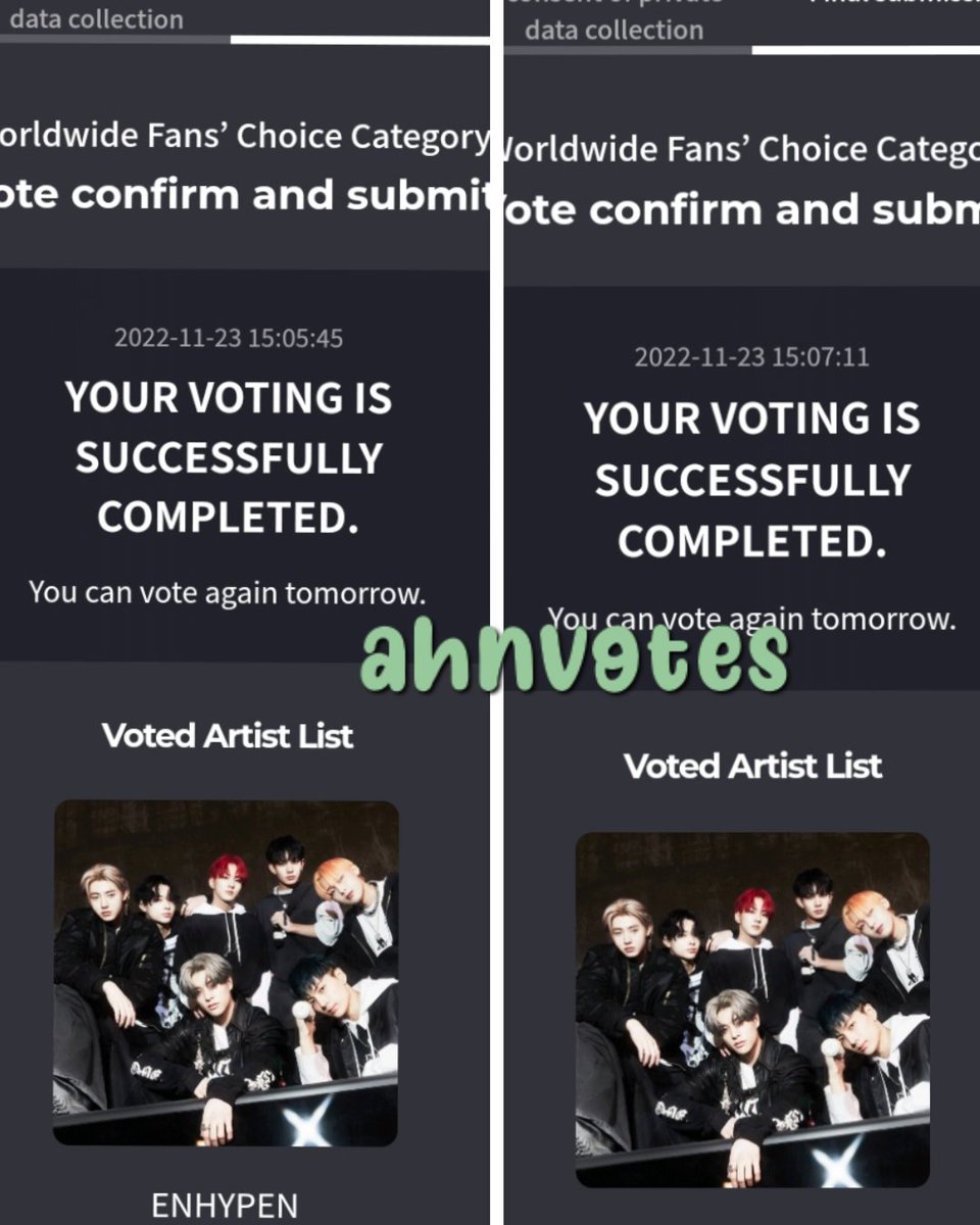 ahnvotes's tweet photo. CONGRATULATIONS! here's the 10 votes for enhypen 🫶🏻
#ahnproofs https://t.co/jC09I9foYw