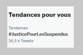 aragon_jb's tweet photo. #JusticePourLesSuspendus est en tendance depuis plusieurs jours et en tête cette nuit avec 26,5K.
Vu ce matin à 27K puis Twitter l'a retiré. On continue  jusqu'à ce qu'il grimpe à 100K !
Go ! Tout le monde tweete et retweete ! 
Solidarité avec nos amis suspendus !!! https://t.co/ZcSDADI98p