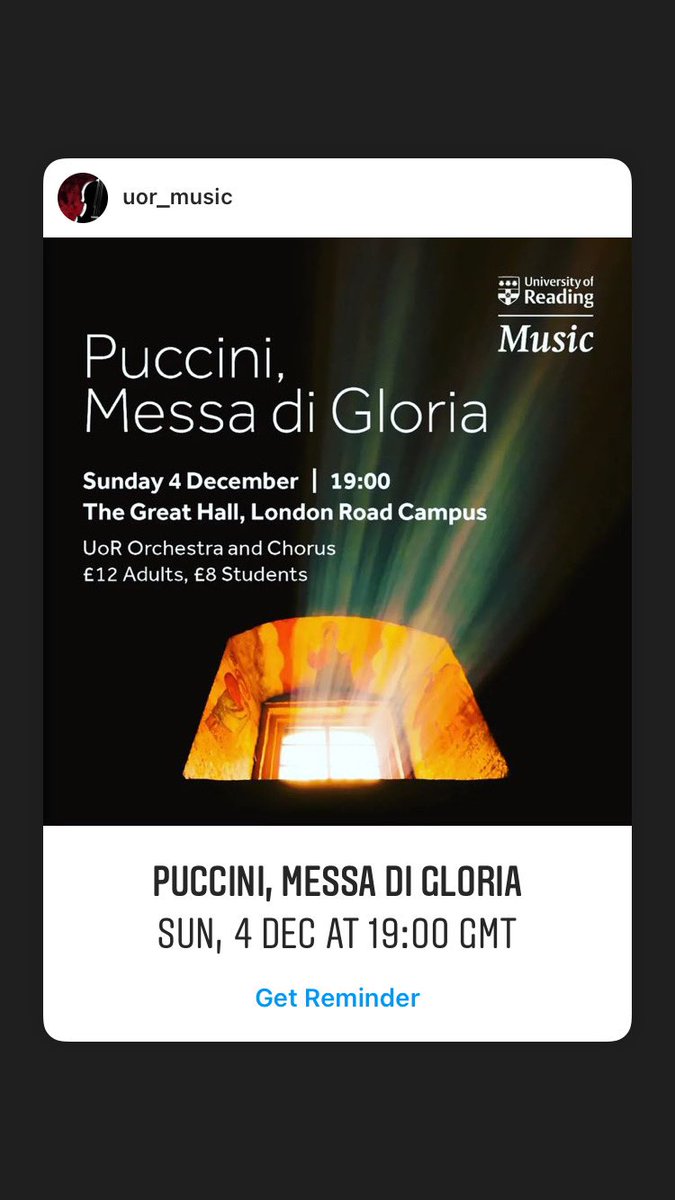 Please come and support us. We’ve been working very very hard and want to share this with you. All proceeds go back into <a href="/UniRdg_Music/">UoR Music</a> so we can keep making 🎶🎤🎻🎺. Tickets available blogs.reading.ac.uk/music/whatson/ please share ❤️ <a href="/UniRdg_PhD/">Doctoral and Researcher College, Uni of Reading</a> <a href="/UniofReading/">Uni of Reading</a> <a href="/UniRdg_Psych/">Psychology & Clinical Language Sciences at Reading</a> <a href="/UniRdg_News/">Reading Uni News</a>