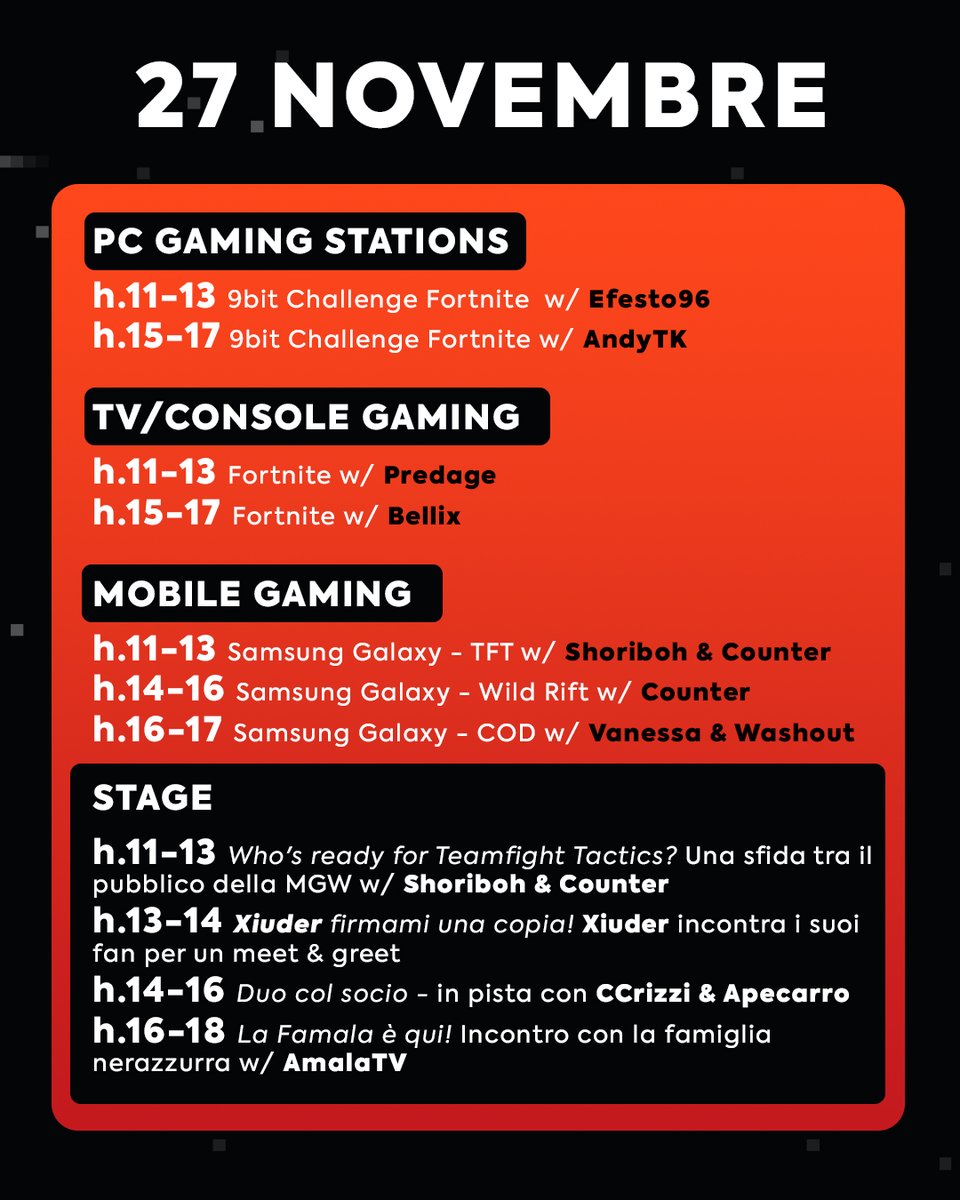 Rientriamo su Twitter a gamba tesa con un annuncio niente male. Saremo presenti a #MGW2022 il 25-26-27 novembre con uno stand fuori di testa!

📍 Ci trovi al padiglione 20, E35

Qua sotto il programma completo dei 3 giorni di fiera 👇

<a href="/MilanGamesWeek/">Milan Games Week</a> <a href="/Cartoomics/">Cartoomics | WAX</a> #MilanGamesWeek