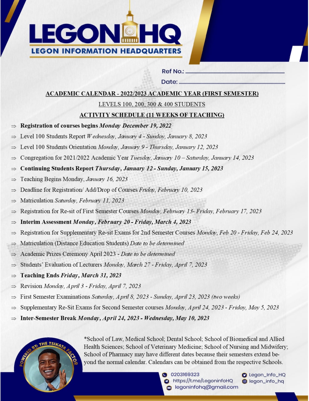 Legon Information Headquarters🪄 on Twitter "ACADEMIC CALENDAR FOR THE