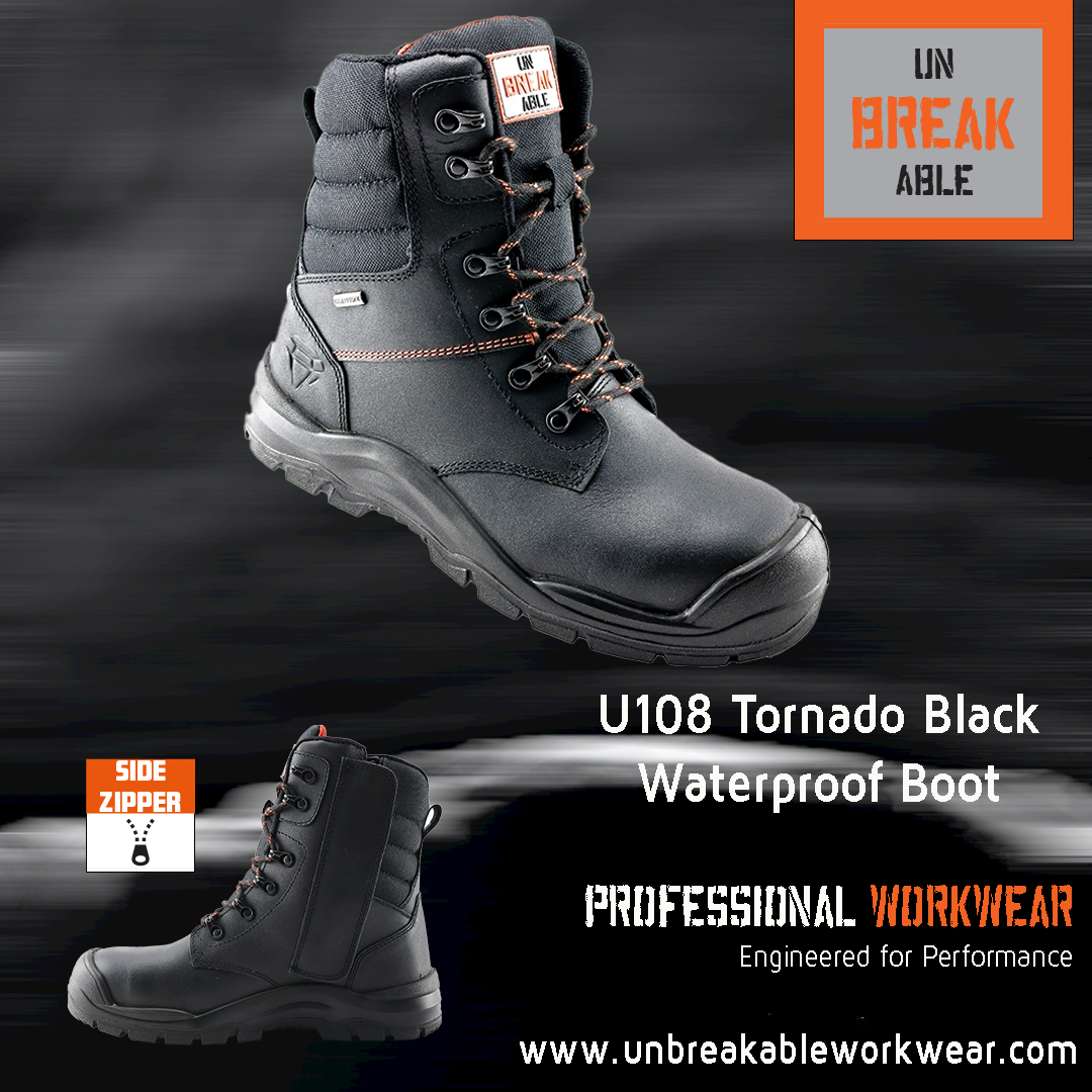 U108 Tornado safety boot from Unbreakable is a must for anyone who carries out external works.
All composite toe-cap and GVT anti-penetration midsole. Waterproof. Sizes 3 - 14 
To buy a pair search 'Unbreakable Tornado' for your nearest stockist
#ppe #safetyfootwear #construction