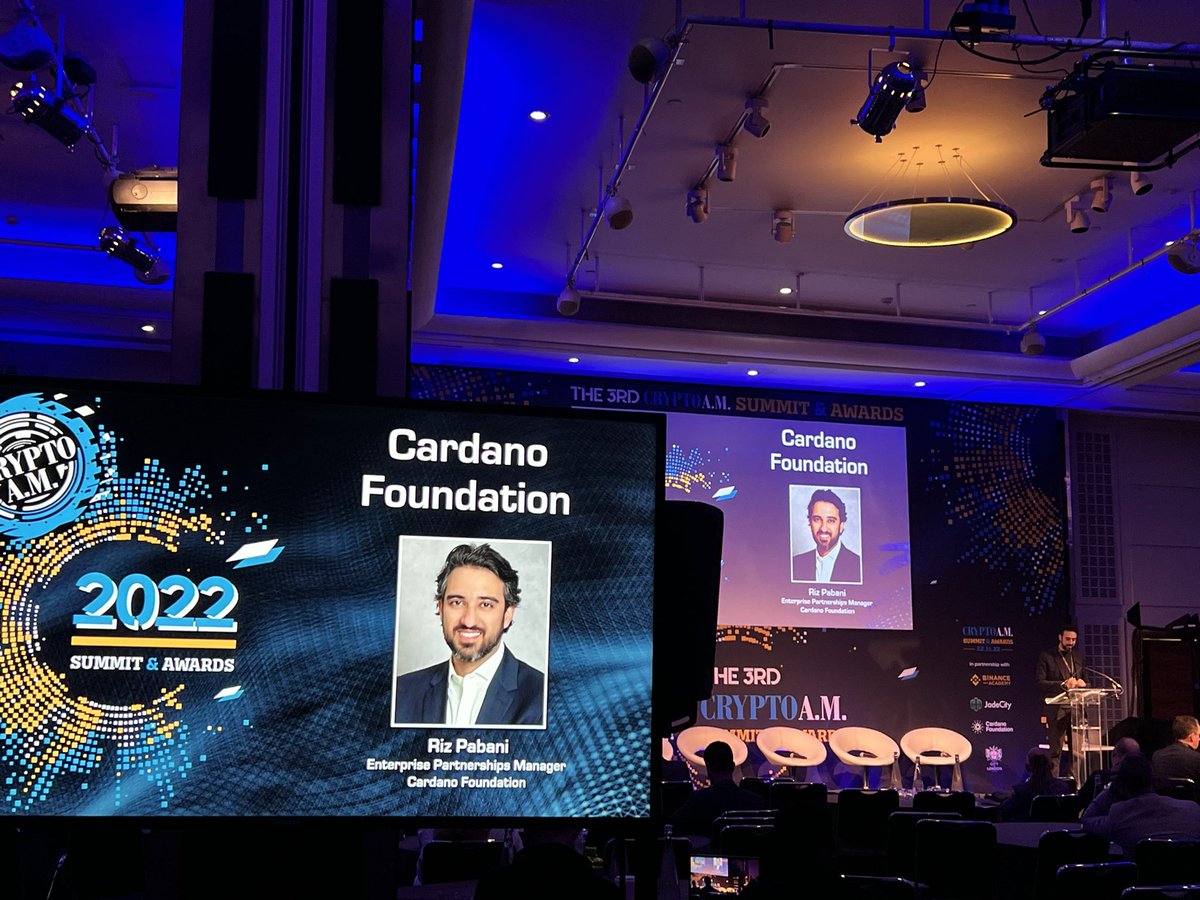 Cardano_CF's tweet photo. The wonderful Riz is live on-stage to open at the @CityAM_Crypto Summit and Awards talking about how despite the current global market, Cardano stands tall.

#Blockchain #Cardano #CardanoCommunity #BuildingOnCardano https://t.co/W1jqdCCvJk