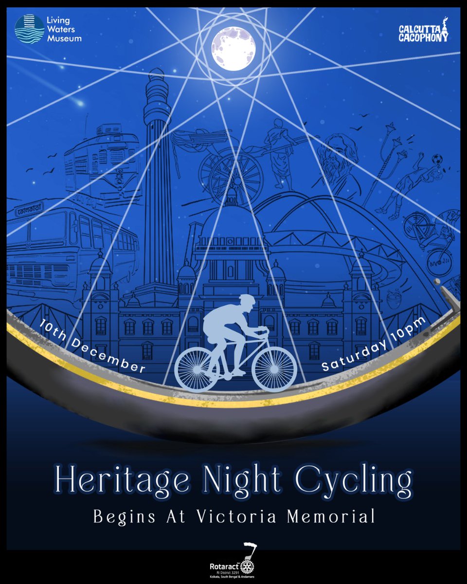 CalCacophony's tweet photo. Hello Calcutta! Time to explore the city In a brand new manner! Gear up and set out on a special cycle ride across the city of joy, on a mesmerising route touching the prestigious landmarks of our city at night! We flag of from Victoria Memorial Queens Gate on 10th December(10pm) https://t.co/DGrqQTnV9q