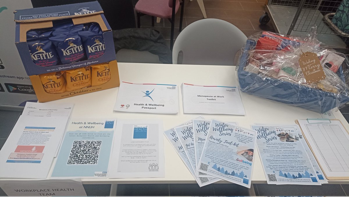 All set up at the <a href="/nnuh/">Norfolk and Norwich University Hospitals</a> Health Care Support Workers Celebration Day.
Come along and speak to us about all things Wellbeing. Find out about the new Winter Wellbeing Series. HCSW's can enter the a free prize draw to win a festive hamper kindly donated by <a href="/QDStores/">Quality Discounts</a>