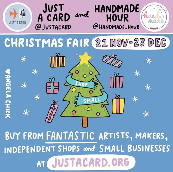 The <a href="/justacard/">brian huston</a> &amp; <a href="/HandmadeHour/">HandmadeHour</a> CHRISTMAS FAIR is OPEN! 
Make sure you tell everyone if you’re an exhibitor, &amp; what’s in store. 
Again &amp; again. 
Don’t hold back!
Have you bought anything yet?!
Visit JUSTACARD.ORG and shop till you drop!
#justacard #JACIndieweek #gifts