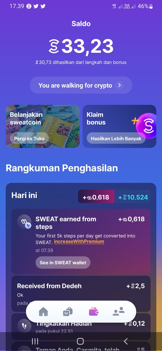 soblenq's tweet photo. @SweatEconomy @Apple how do you withdraw this balance to your wallet, how do you do it ?? https://t.co/oYADNAUsEu