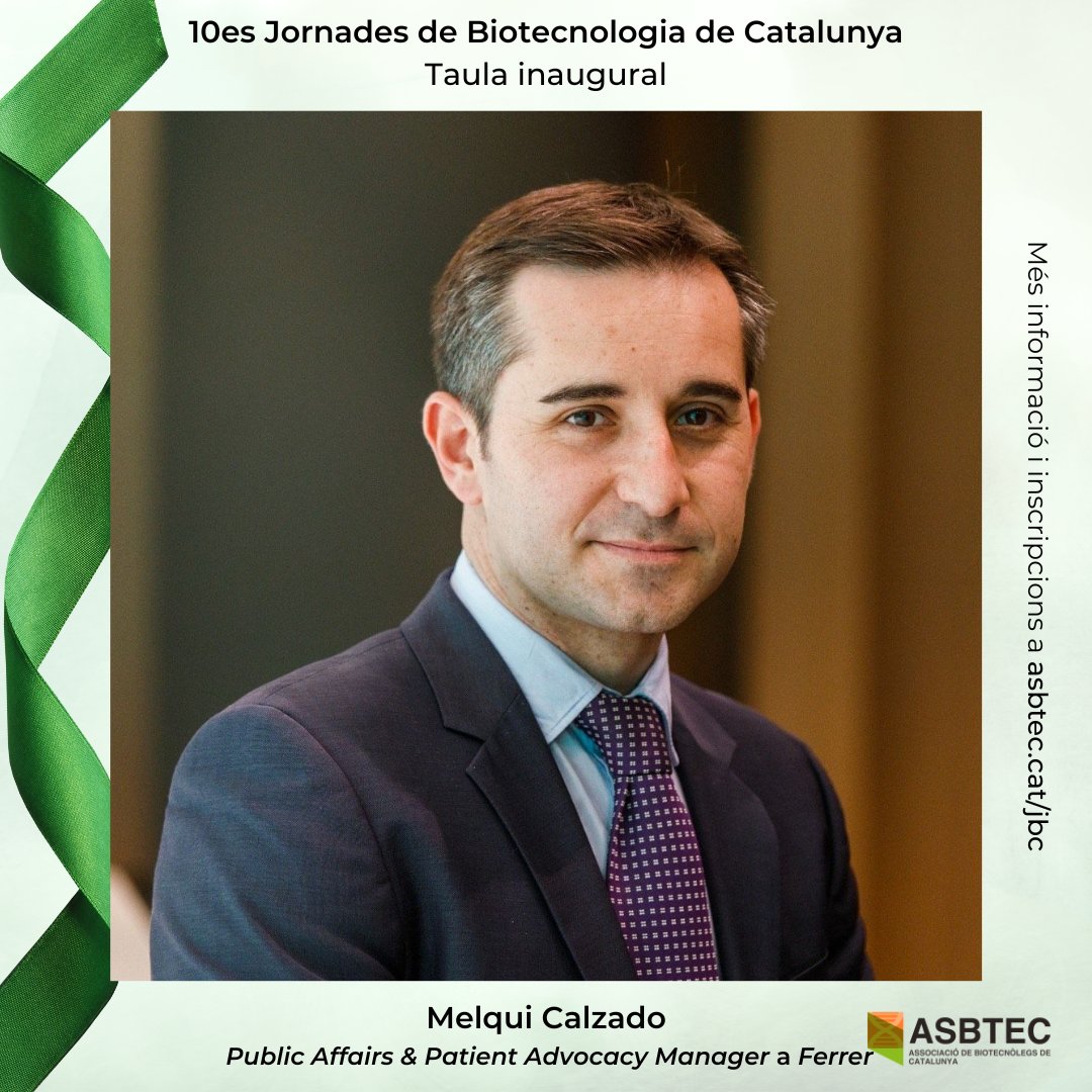 ASBTEC (@asbtec) on Twitter photo #JBC10 #XJBC
Avui us presentem el primer ponent de la taula inaugural de les X Jornades de #Biotechnologia de Catalunya, en <a href="/melqui_calzado/">Melqui Calzado</a>, #publicAffairs i #pattentAdvocacy #Manager a Ferrer.
🗓️ 26 de novembre
📍 Hospital Clínic de Barcelona
➕ asbtec.cat/jbc #JBC10 #XJBC
Avui us presentem el primer ponent de la taula inaugural de les X Jornades de #Biotechnologia de Catalunya, en <a href="/melqui_calzado/">Melqui Calzado</a>, #publicAffairs i #pattentAdvocacy #Manager a Ferrer.
🗓️ 26 de novembre
📍 Hospital Clínic de Barcelona
➕ asbtec.cat/jbc