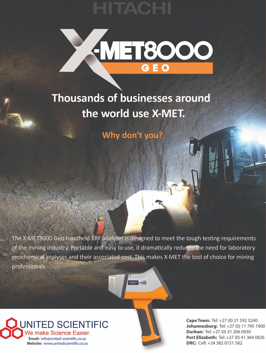 UnitedScientif's tweet photo. The X-MET8000 Geo handheld XRF analyzer is designed to meet the rigid testing requirements of the mining industry. 
Portable and easy to use, it dramatically reduces the need for laboratory geochemical analyses and their associated cost.  It comes with a Standard 3-Year Warranty! https://t.co/tMB78JQnCF