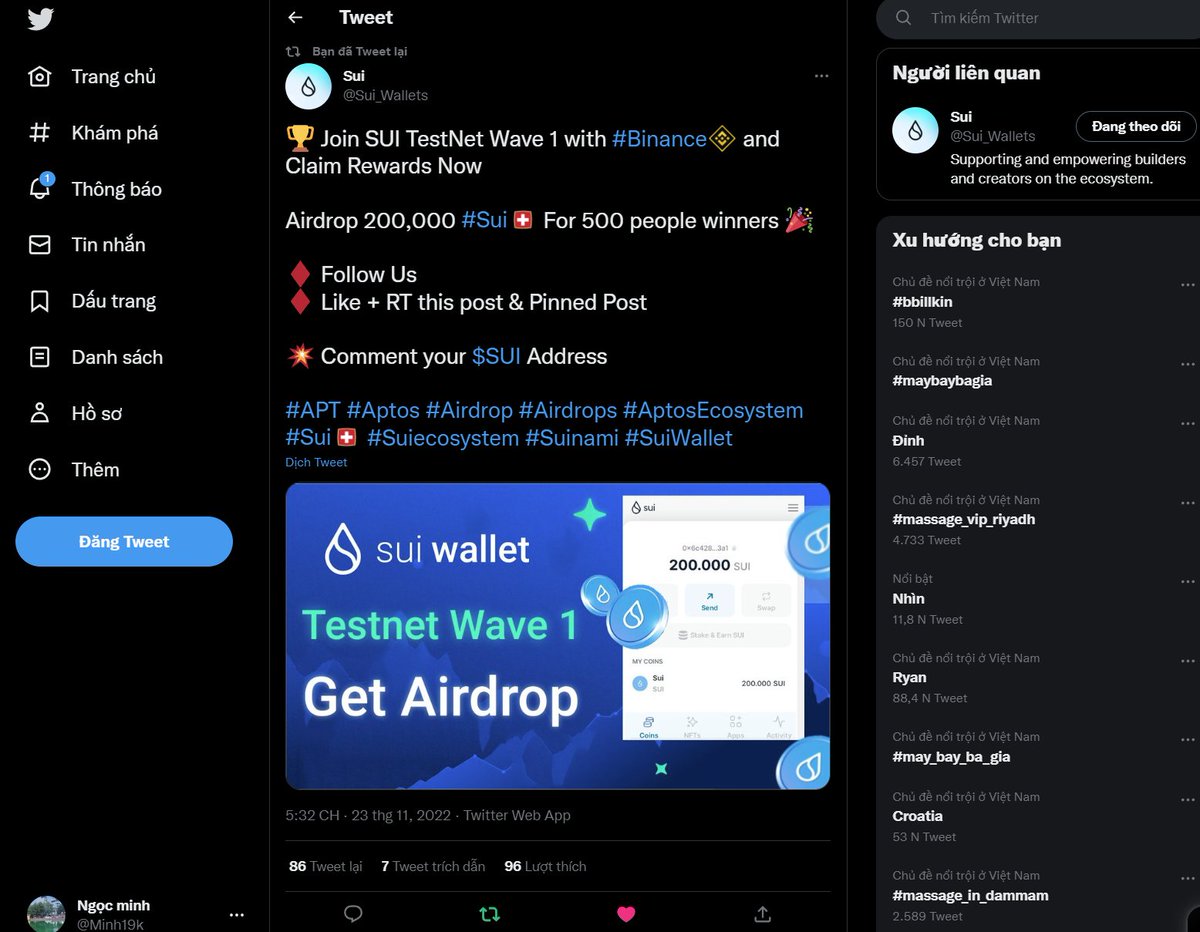 Minh19k's tweet photo. @Sui_Wallets 0xf3a6f8002fb00c3350ad71fcebc97caa32308ef5 https://t.co/6INJxDBo0D