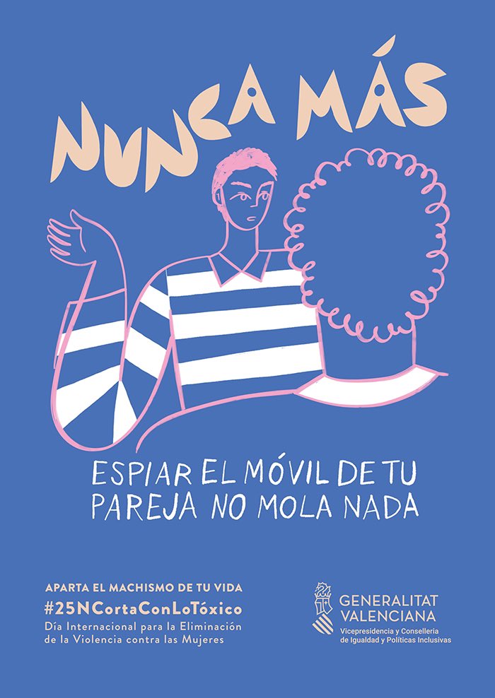 LaMujerDelPresidente (@lamujerdelpresi) on Twitter photo Creamos la campaña “Corta con lo tóxico” de la Generalitat Valenciana para el 25N. Difundida en exterior, tv, radio y en digital, desarrollamos la web 25nchatdetox.es con un paquete de stickers para abandonar los grupos machistas.
Ilustración <a href="/AfricaPitarch/">África Pitarch Zafón</a> Creamos la campaña “Corta con lo tóxico” de la Generalitat Valenciana para el 25N. Difundida en exterior, tv, radio y en digital, desarrollamos la web 25nchatdetox.es con un paquete de stickers para abandonar los grupos machistas.
Ilustración <a href="/AfricaPitarch/">África Pitarch Zafón</a>