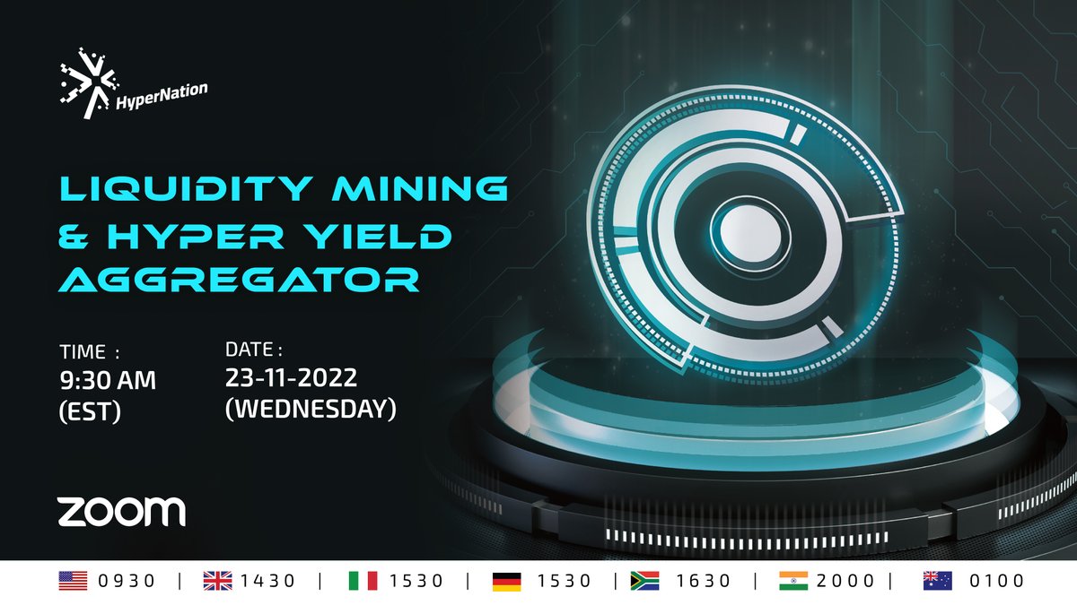 HyperNation8's tweet photo. Dear Citizens of The HyperNation,👥
We will be hosting a Zoom Session later, come join us!

🗣️Topic: Liquidity Mining &amp; Hyper Yield Aggregator
🕥Time: Nov 23, 2022 10:30 am EST

💻Join Zoom Meeting
https://t.co/QHQCNmF8ac

🆔Meeting ID: 897 5772 5951
🔑Passcode: 582707 https://t.co/uE4vlDRjZR