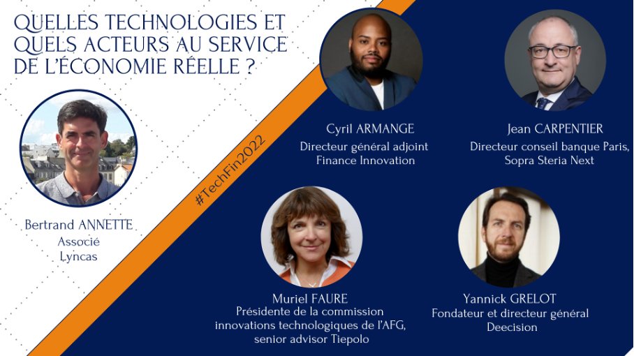 fil_Aromates's tweet photo. 3e table ronde, suivez les interventions de:
Cyril ARMANGE @Carmange_fin_in @financeinnov
Jean CARPENTIER @SopraSteria @SopraSteria_fr
Muriel FAURE @AFG_France
Yannick GRELOT @ygrelot
#TechFin2022 https://t.co/wh2X6RdKDG