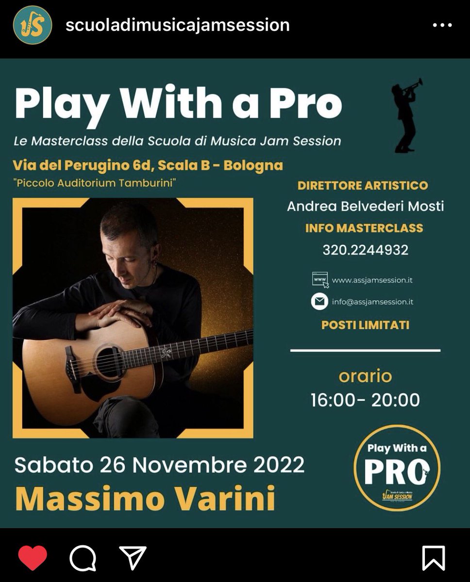 akcel_music's tweet photo. Questo sabato, presso la Scuola di Musica Jam Session di Bologna, super masterclass con il grande @VariniMassimo 🎸

https://t.co/0mhGBi2VD0

#music #MASTERCLASS #guitar https://t.co/gqWGjvOglT