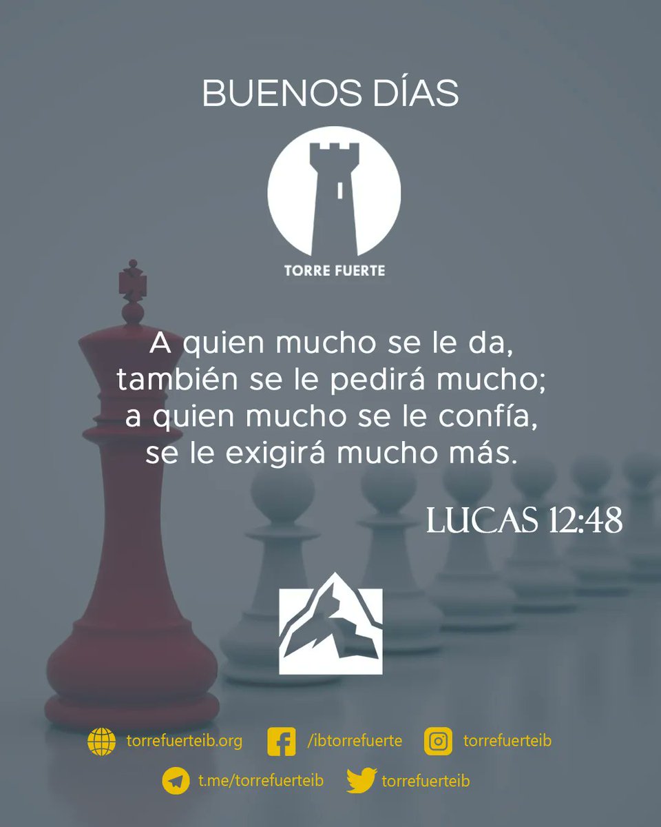 torrefuerteib's tweet photo. A quien mucho se le da, también se le pedirá mucho; a quien mucho se le confía, se le exigirá mucho más.
LUCAS 12:48 (DHH)
#BuenosDias #TorreFuerte #CGLP https://t.co/kmOQNabZIW