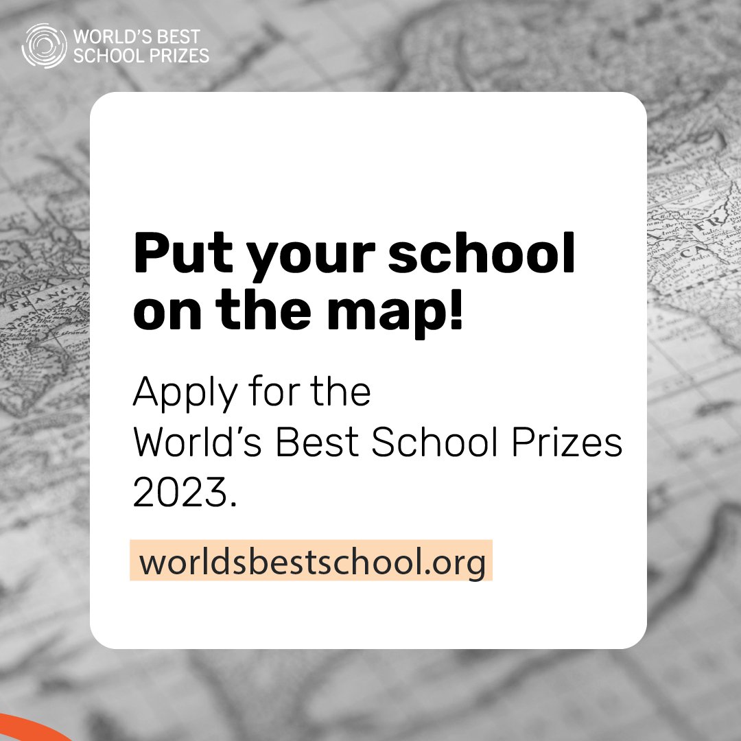 Apply for the World's #BestSchoolPrizes to put your school on the map!

Our applications are open and we can not wait to meet the #StrongSchools that are transforming education across the globe. 🌐

Apply now: eu1.hubs.ly/H02d9WK0

Deadline for applications: March 15, 2023