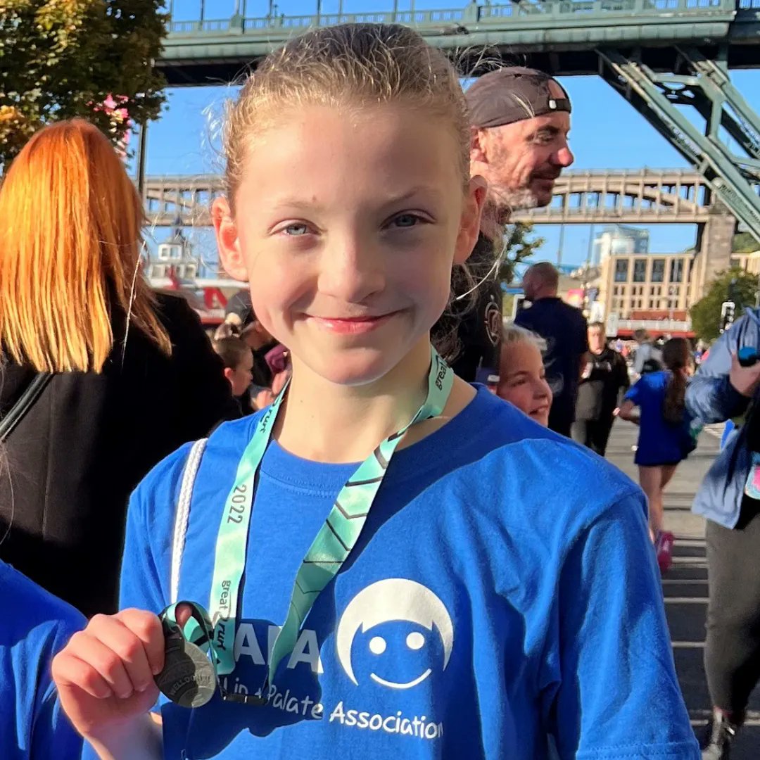 CLAPACOMMUNITY's tweet photo. ✨ Today, we are saying a huge well done to Faye, who ran the Junior Great North Run in September, raising £65 sponsorship for CLAPA!

CLAPA receives no government or NHS funding; our work is only possible thanks to people like you stepping up to fundraise. #SaveCLAPA https://t.co/mJjBCobvYn