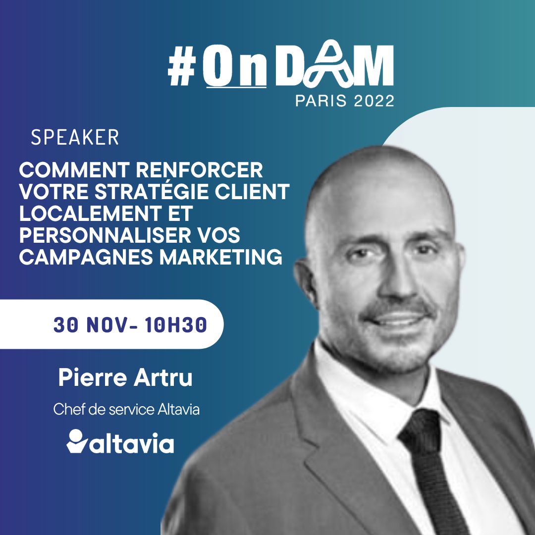 🚀 #OnDAM Paris 2022 SPEAKER ! Pierre ARTRU @pierreartru - Chef de service chez @altaviagroup nous fait le plaisir d'être présent lors d'une conférence inédite le 30 novembre prochain ! Inscrivez-vous dès maintenant: lnkd.in/eyUawjVM 🇫🇷 #OnDAM #OnDAM2022 #DAM