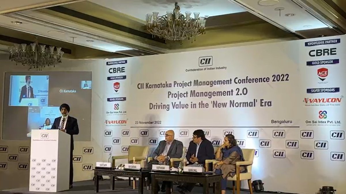 CBRE_India's tweet photo. Gurjot Bhatia (Managing Director, PJM, CBRE India, SEA, MEA) kick-started the CBRE CII Karnataka PJM conference by sharing his insights on the Indian economy & the #construction industry.
#CBRELive #CII @CII4WR @FollowCII @gurjotsbhatia https://t.co/dTBdUnNb9c