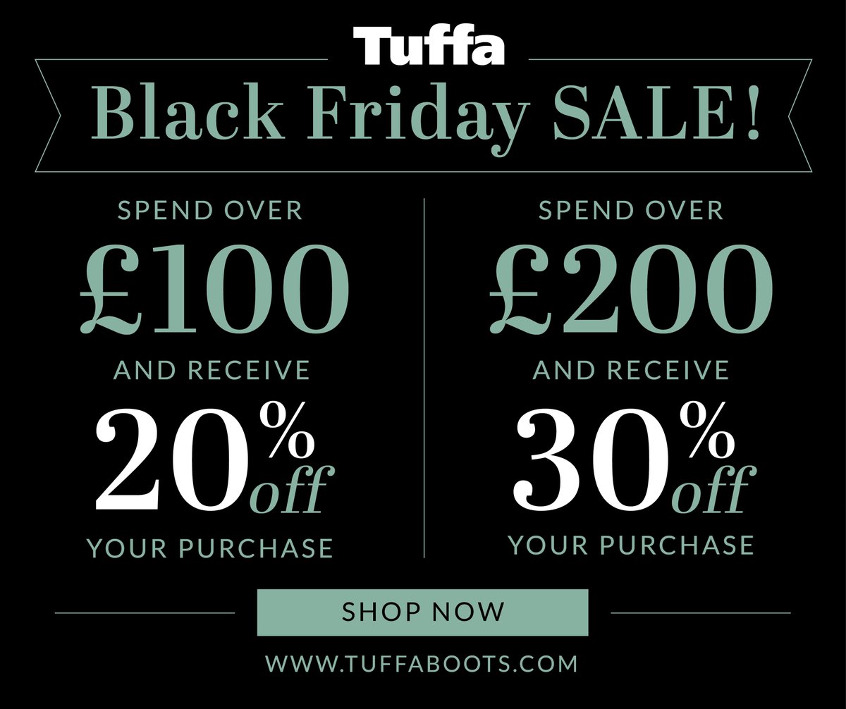 This Black Friday don't miss out on our amazing deals! 🥳 
Shop these deals from 21st November- 30th November 2022
tuffaboots.com

#BlackFriday #Offers #Deals