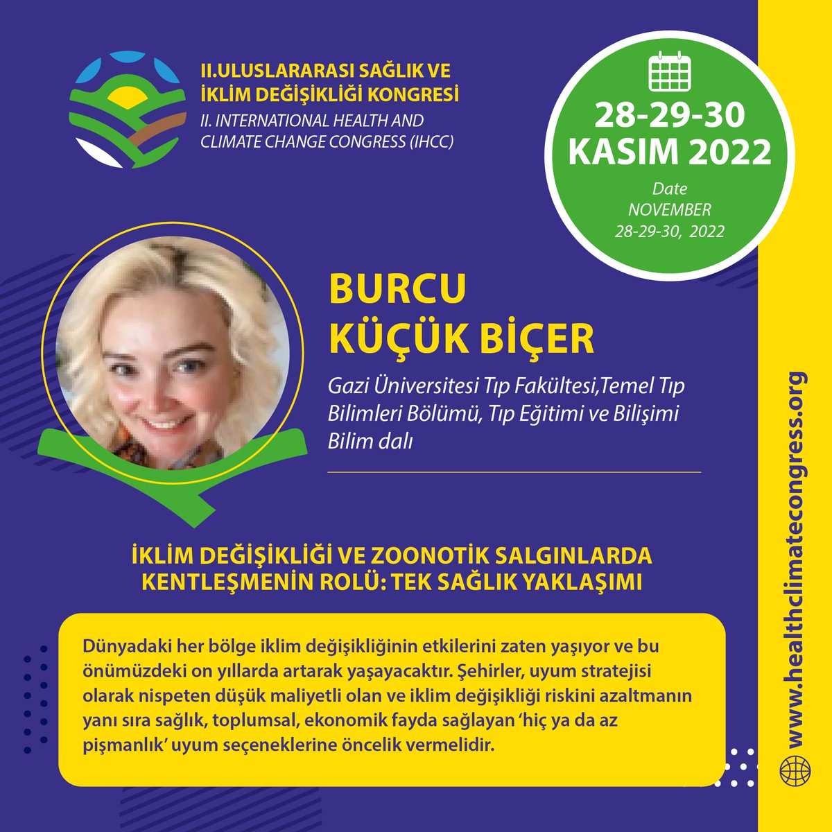 healthclimatecongress.org

#iklim #sağlık #çevre #tarım #dünya #bilim #akademi #iklimdeğişikliği #havakirliliği #iklimkrizi #küreselısınma #sürdürülebilirlik #azaltım #uyum #dirençlilik #sektörelgelişmeler