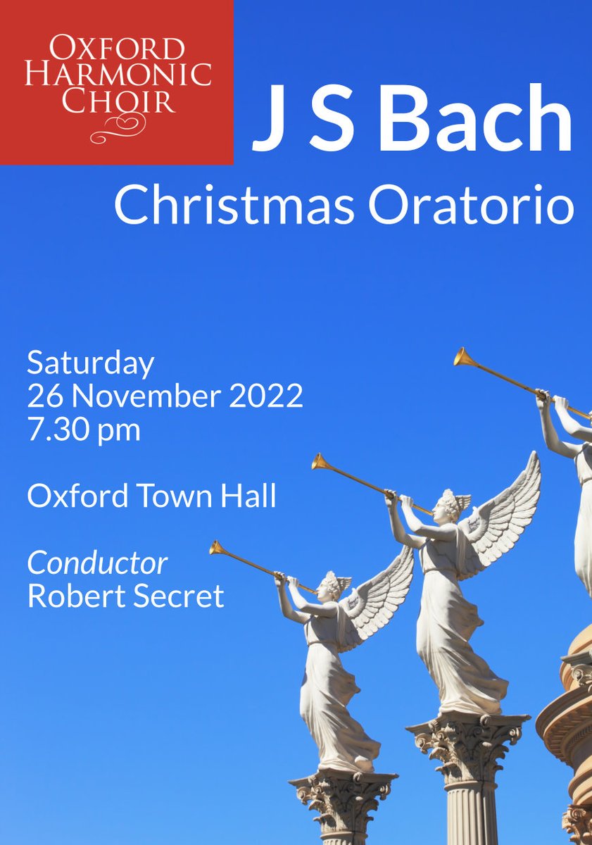 Last night's rehearsal sounded great. This is going to be a wonderful concert. Saturday 26 November, 7.30pm, @OxfordTownHall. Tickets available from ticketsoxford.com/.../bach-chris… or on the door.