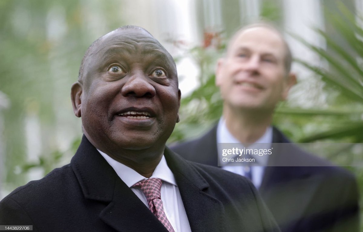 ChrisJack_Getty's tweet photo. Prince Edward, Earl of Wessex and South African President Cyril Ramaphosa enjoy the delights of the Temperate House at the @kewgardens this morning as the South Africa State visit continues https://t.co/4WCuC4ShM8