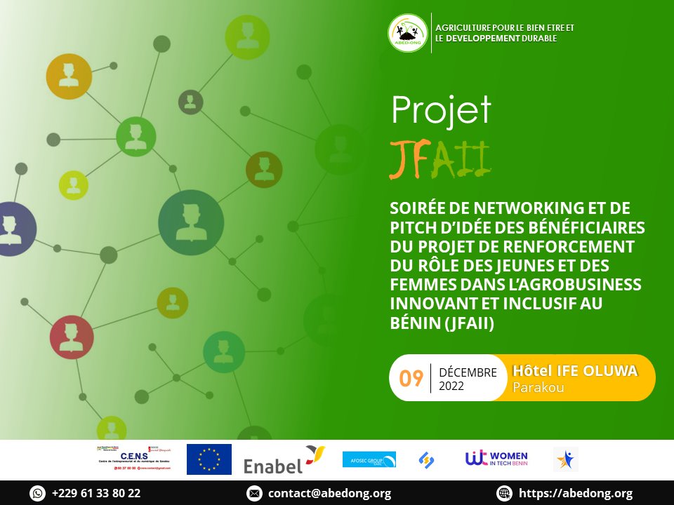 ABEDONG1's tweet photo. Vous voulez découvrir nos 👨‍🌾 #guerriers et en savoir plus sur leur idées d'entreprises innovantes et inclusives ⁉️ On se donne rendez-vous le 0️⃣9️⃣ Décembre prochain à 📍#Parakou.....
#JFAII
@EnabelauBenin
@jvbriller
@WitBenin 
@CENS Savalou https://t.co/bGsQPVFgZL