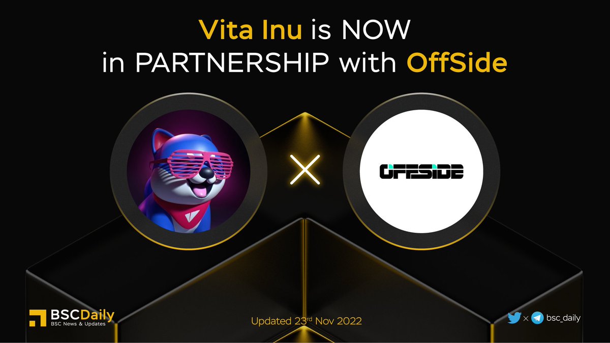 bsc_daily's tweet image. 🎉 @VitaInuCoin Partnership with @OffsideBSC 🤝

#OFFSIDE - Bet seamlessly and easily with crypto, on any sports you can imagine!🔥

#VINU - The world's first zero-fee, lightspeed and energy efficient dog coin in the Metaverse!🧬

More details👇

#BNB #BSC #WEB3 💪