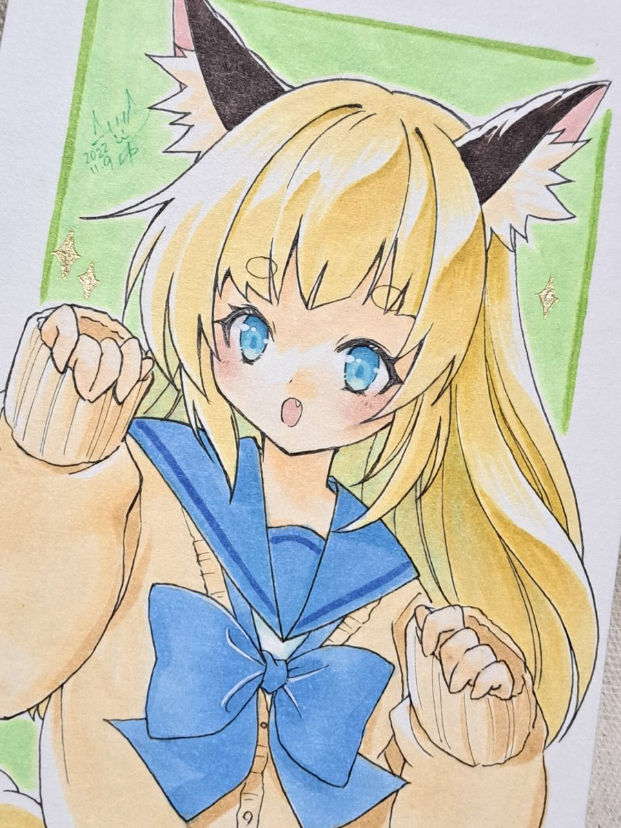 「#コミティア142 頒布物にに明宝へのお出かけから帰ってきた狐ちゃん色紙・原画追」|ささつゆ🦊5/5【COMITIA144】H28b📚5/6【A40】参加のイラスト