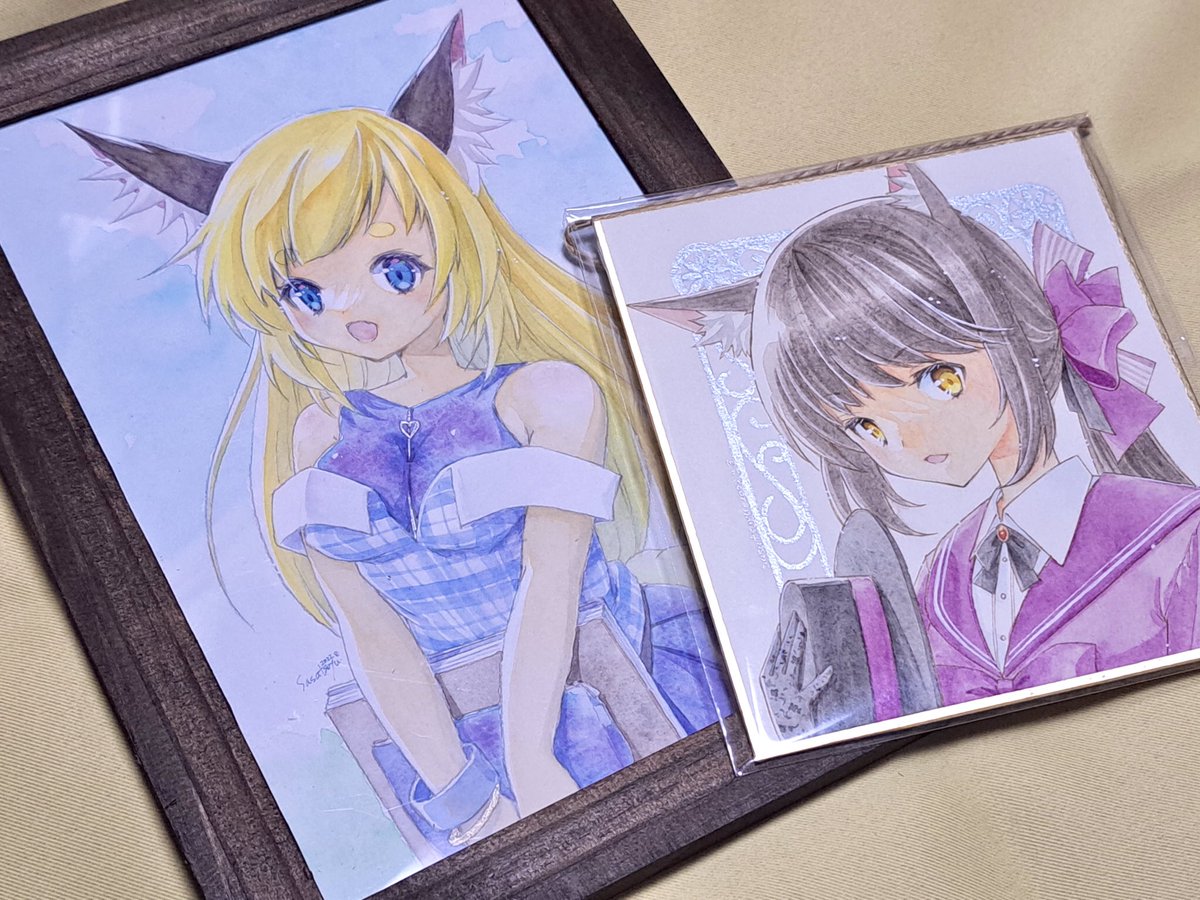 「#コミティア142 頒布物にに明宝へのお出かけから帰ってきた狐ちゃん色紙・原画追」|ささつゆ🦊5/5【COMITIA144】H28b📚5/6【A40】参加のイラスト