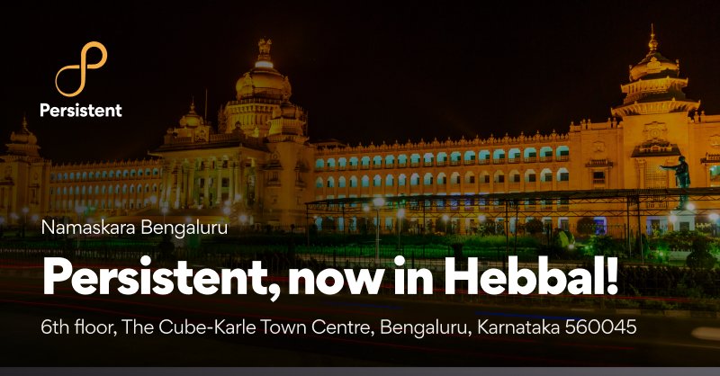Namaskara Bengaluru, we have exciting news for you! We are opening our third office in your city, at Hebbal, that is designed to inspire innovative collaboration and help you unleash your full potential.
 persistent.com/careers

 #PersistentInHebbal