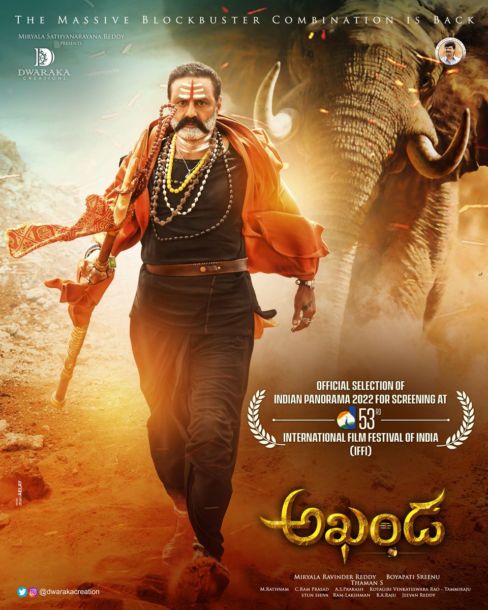 Dwaraka Creations (@dwarakacreation) on Twitter photo #NandamuriBalakrishna & #BoyapatiSrinu's MASSive Blockbuster 🔥🔥 #Akhanda is screening at Indian Film Festival in Goa on Nov 24th 2022 💥
#IFFI53Goa #IFFI2022 #IFFI53 <a href="/IFFIGoa/">International Film Festival of India</a> #NandamuriBalakrishna & #BoyapatiSrinu's MASSive Blockbuster 🔥🔥 #Akhanda is screening at Indian Film Festival in Goa on Nov 24th 2022 💥
#IFFI53Goa #IFFI2022 #IFFI53 <a href="/IFFIGoa/">International Film Festival of India</a>