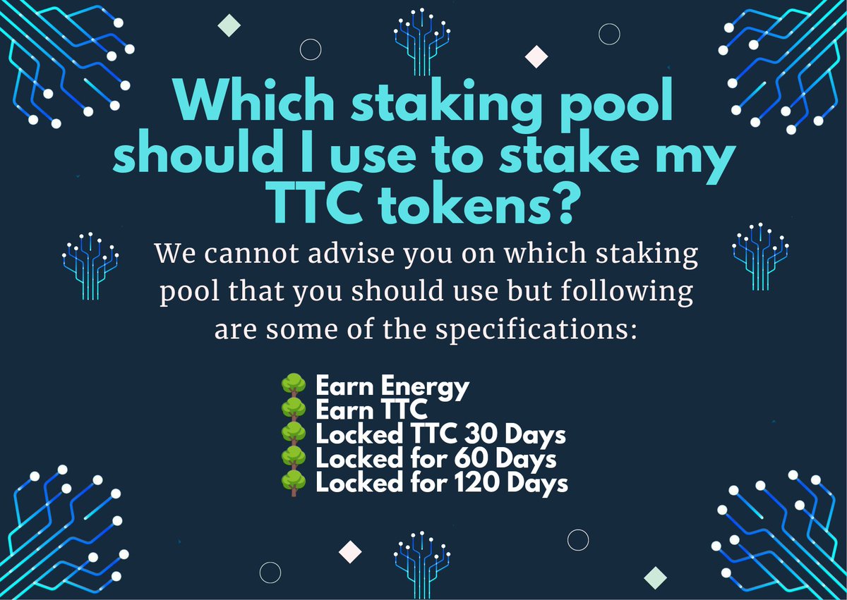 Techtreesupdate's tweet photo. 🌳 Which staking pool should I use to stake my $TTC tokens?
#TechTreesCoin #TechTrees #TechTreesSDG #TTC #TTCArmy #staking https://t.co/7DEVewdCU3