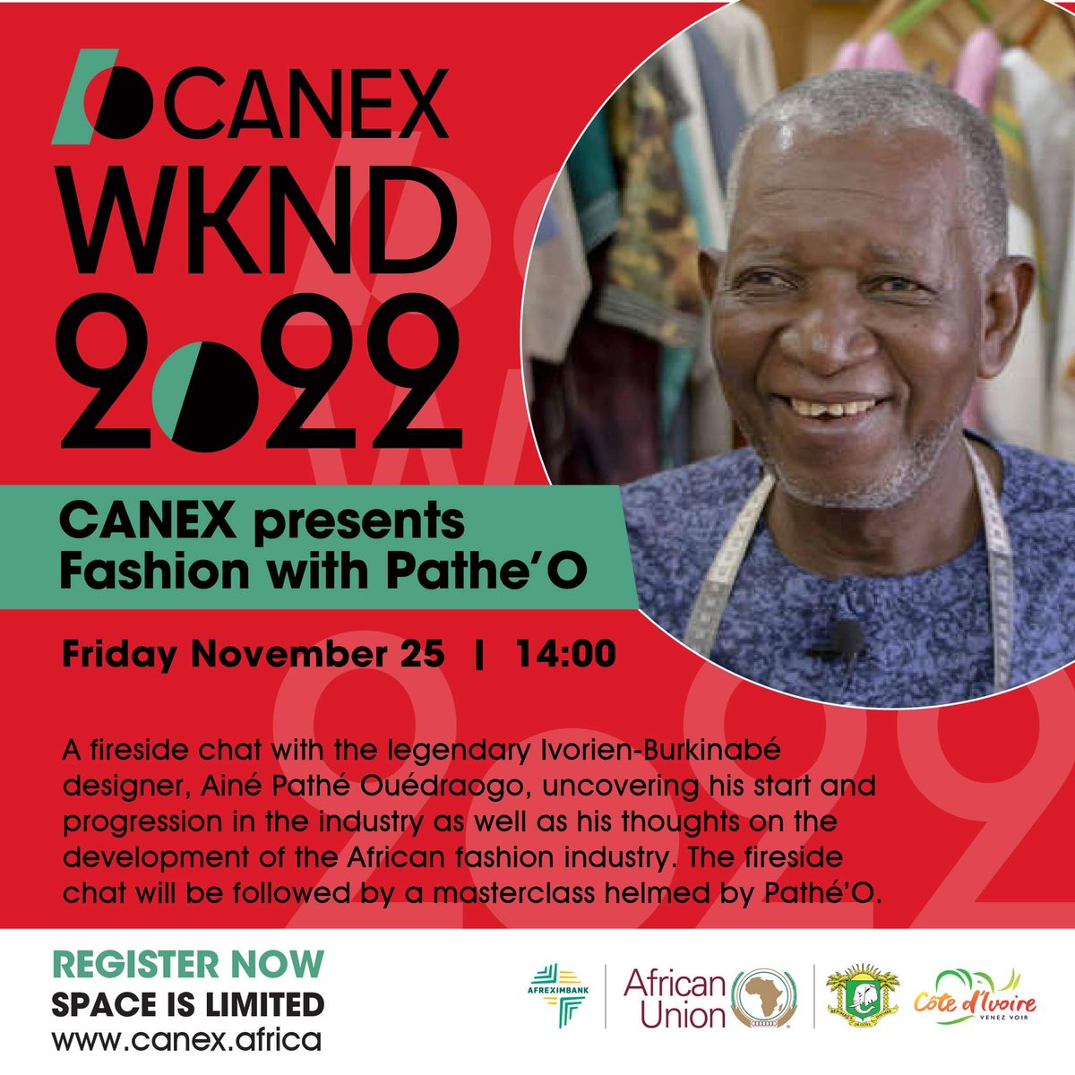 Pathe_O's tweet photo. Pathe'O sera sur le podium du Canex wknd 2022 pour partager son expérience avec les plus jeunes. Rendez-vous vendredi 25 novembre à partir de 14h au Sofitel Abidjan Hôtel Ivoire.

#patheo #pathéo50ans #lamaisonpathéo #fondationpatheo #canexwknd2022 https://t.co/Aucckxqy6g