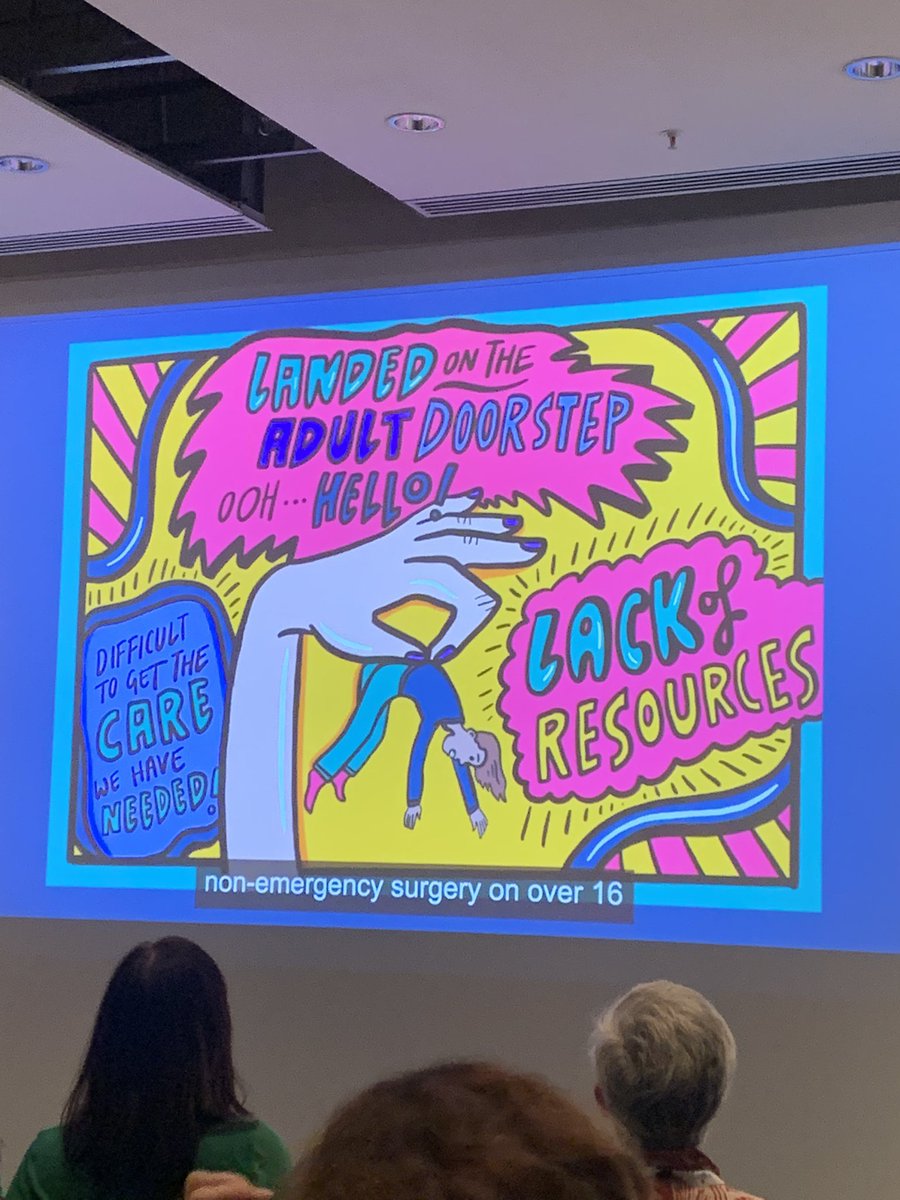 “Overnight I went from lots of entertainment on a children’s ward to having nothing on an adult ward. Give young people transitioning a TV, because it’s so lonely.” Important session hearing from young people like Hannah, in ‘Improving transition.’ @ProjectEcho #HUKConf22