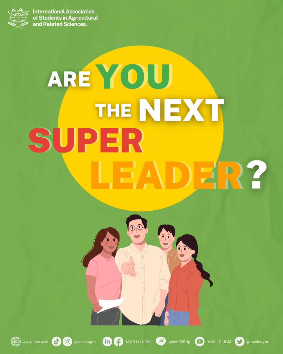 Are you the next super leader?

Hi FamilIAAS!
IAAS LC UGM is looking for new leaders. For those of you who are interested and competent, you can immediately follow the path that has been provided.

Good luck!

IAAS,
Think Globally,
Act Locally!