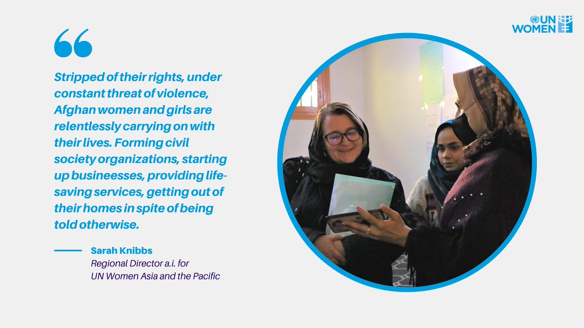 Our Regional Director just came back from a one-week mission to #Afghanistan where she heard from Afghan women directly how hard it is to live in Afghanistan today &amp; where she engaged with UN Women's partners on the ground who continue to provide life-saving services.