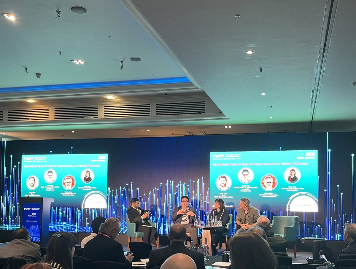 Fascinating panel session with <a href="/healthyopinion/">Sam Shah</a> @marcus_baw, Ming Tang and <a href="/thoughtworks/">Thoughtworks</a> on Operational uses of data for improvements to clinical pathways!
#DALS22 <a href="/HETTShow/">HETT Show</a>