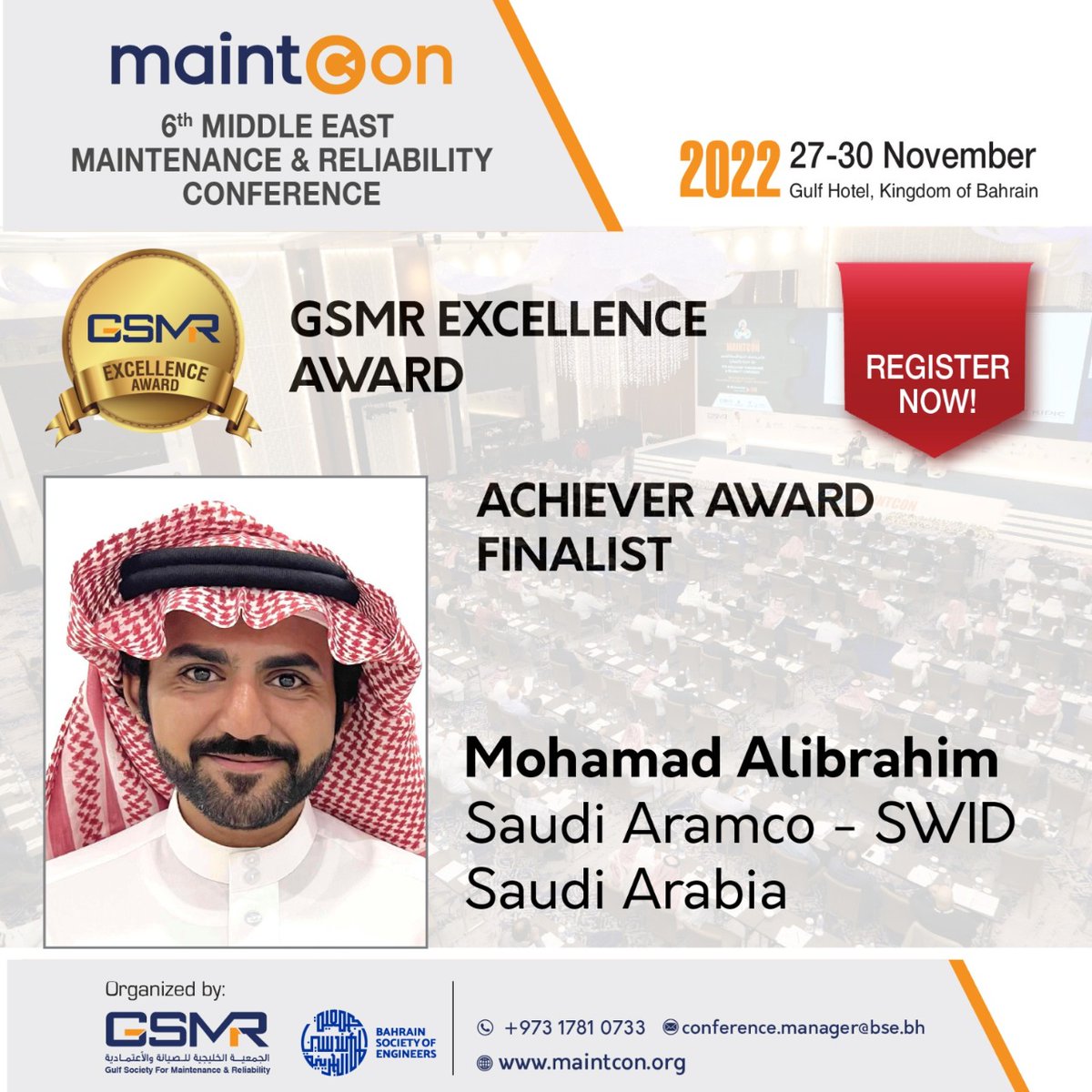 Maintcon2024's tweet photo. We are proud to announce the finalists for the GSMR Excellence Award - Achiever Award. Register TODAY for Maintcon to witness the award ceremony! #maintcon #maintcon2022 #conference #exhibition #oilandgas #energy #maintenance #reliability #assetmanagement #GCC #MiddleEast https://t.co/G1vlshGfui